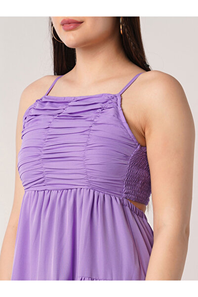 Globus By Styli Women Lavender Square Neck Strappy Maxi Dress