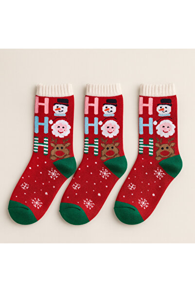 shefox 3 Pairs of Women's Winter Christmas Patterned Christmas Socks