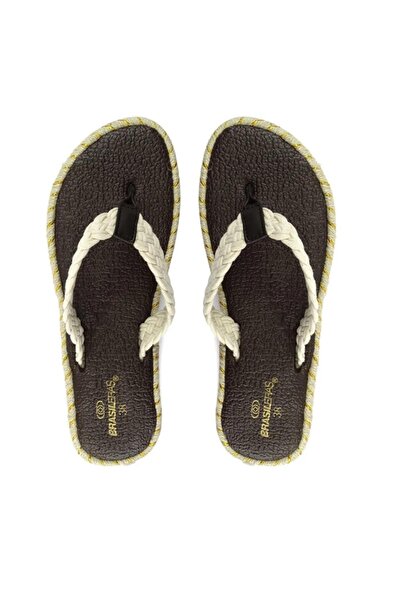 BRASILEIRA Brasileras Women's Beige Yoga Flip Flops - Size 36, Lightweight Comfort for Summer