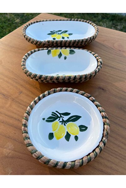 home inn Handmade Presentation Bowl Set |   Stain-Resistant |   Wicker Look Rope Edge Design – Presentation Set of 3