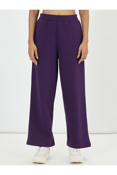 Femmella By Styli Purple Straight Fit Fleece Trackpants