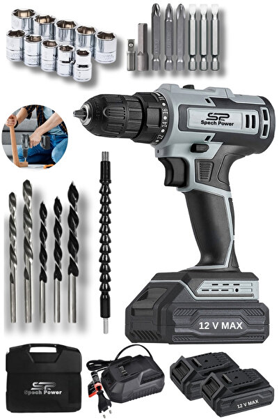 Spech Power X2 Akü Lion Batarya 27 Parça Setli Akülü Şarjlı 12 V Vidalama Matkap