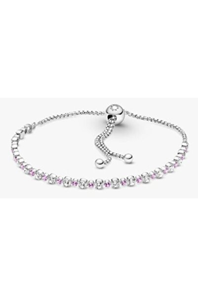 Pandora Sparkling Pink Zirconia Tennis Bracelet in 925 Silver - Adjustable