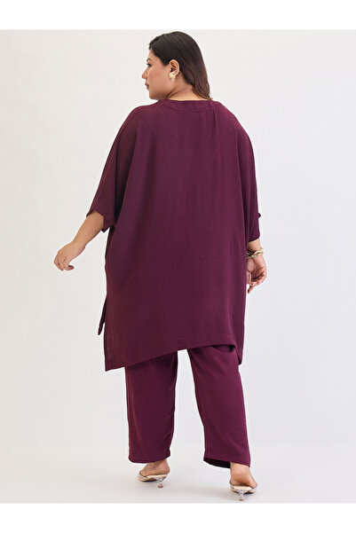 Femmella By Styli Plus Size Asymmetric Top and Trousers Co-ords