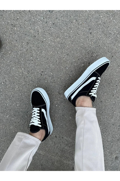 GökTR Kb-V1 Kuback Black and White Detailed Casual Men's Shoes