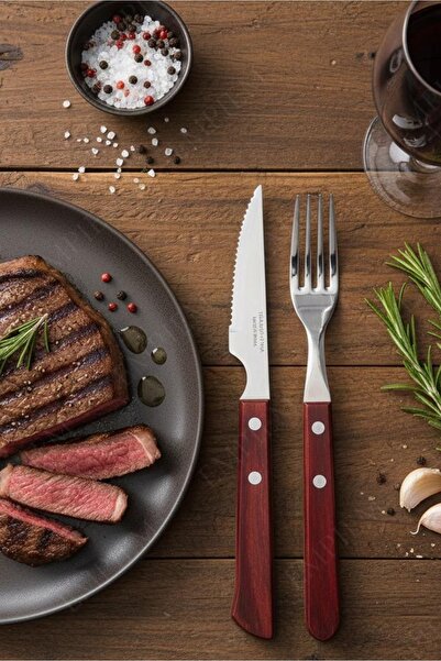 EMPIEM Tramontina 2 Kişilik Polywood Saplı Steak Et Çatal Bıçak Seti