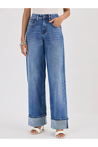 Femmella By Styli Blue Mid-Rise Wide Leg Jeans