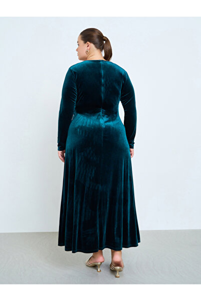 Styli Plus Size Velvet Look Wrap Maxi Dress