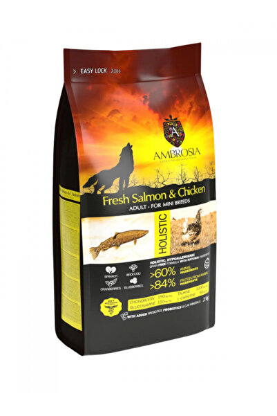 Ambrosia Adult Mini Dry Dog Food, Salmon and Chicken, Hypoallergenic, Grain-Free, 6 kg