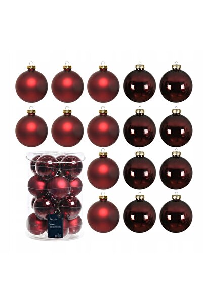 Other Set de 16 globuri de sticlă, Burgundy, 8cm, mat și lucios