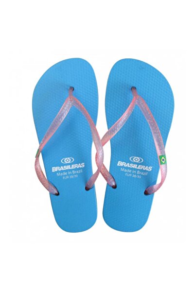 BRASILEIRA BRASILERAS Women's Beach Slides Light Blue Size 38-39 EU - Comfortable Summer Footwear