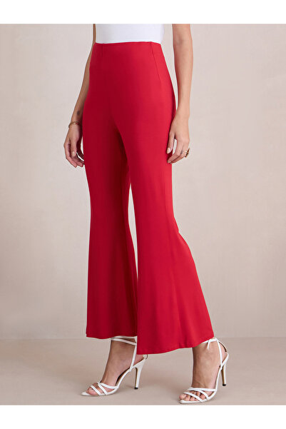Femmella By Styli Red Knit Flared Pants