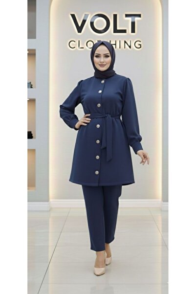 VOLT CLOTHİNG Metal Button Scuba Pants Two-Piece Set