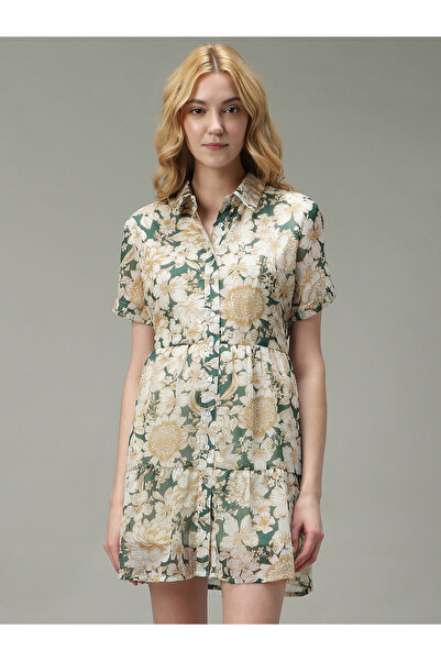 Outzidr By Styli Green Bold Floral Tiered Dress