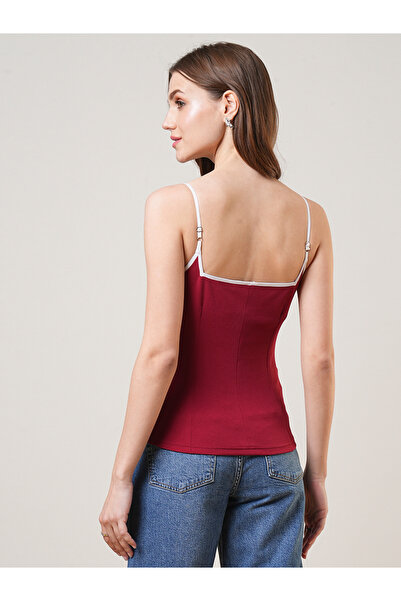 Globus By Styli Women Maroon Sweetheart Neck Strappy Top