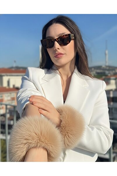 Mollycrush Women's Beige Fur Sleeve Cuffs |   Winter Trend Accessory