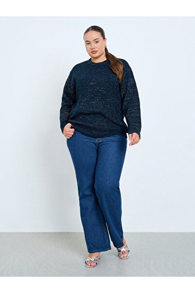 Styli Plus Size Regular Fit Lurex Knit Sweater