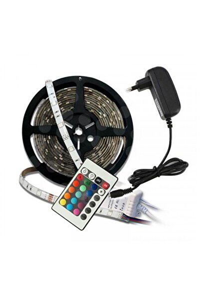 ASHOP RGB 5m Flexible Adhesive LED Strip Kit with IR Remote, Adapter and Power Supply