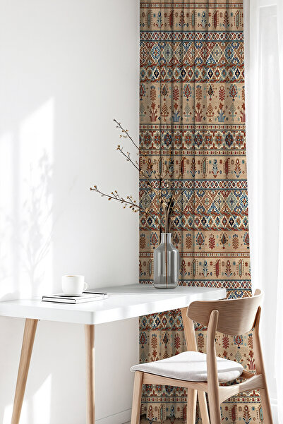 GECE HOME Soho Fabric Digital Printed Ethnic Motif Patterned Background Curtain – 140X270 cm – Single Panel