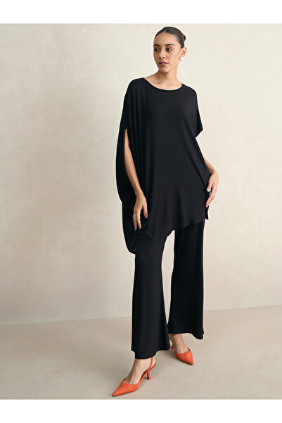 Femmella By Styli Black Knit Flared Pants