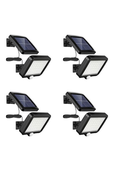 LEDIGANT Set 4 lampi solare exterior 56 LED, senzor mișcare, IP65, 120°, 3 cu...