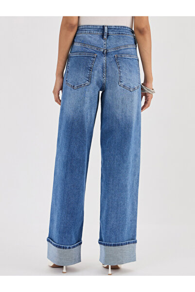 Femmella By Styli Blue Mid-Rise Wide Leg Jeans