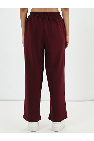 Femmella By Styli Burgundy Straight Fit Fleece Trackpants