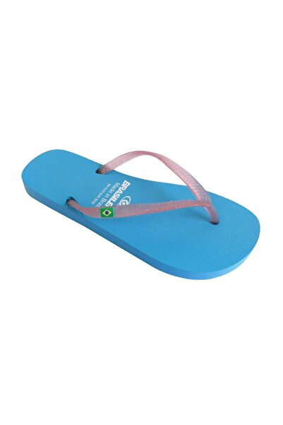 BRASILEIRA BRASILERAS Women's Beach Slides Light Blue Size 38-39 EU - Comfortable Summer Footwear