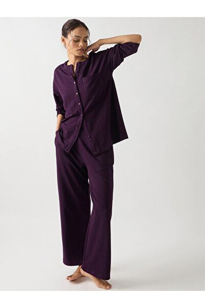 Femmella By Styli بنطال مستقيم من القطن البنفسجي