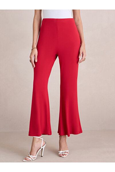 Femmella By Styli Red Knit Flared Pants