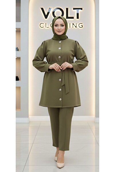 VOLT CLOTHİNG Metal Button Scuba Pants Two-Piece Set