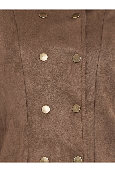 Styli Brown Suede Look Buttoned Jacket