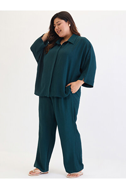 Femmella By Styli Plus Size Relaxed Fit Shirt and Trousers Co-Ords