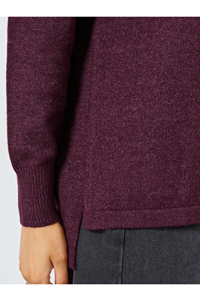 Styli Burgundy Turtle Neck Relaxed Fit Knit Top