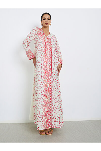 Maxim Creation By Styli Threadwork Embroidery V Neck Jalabiya