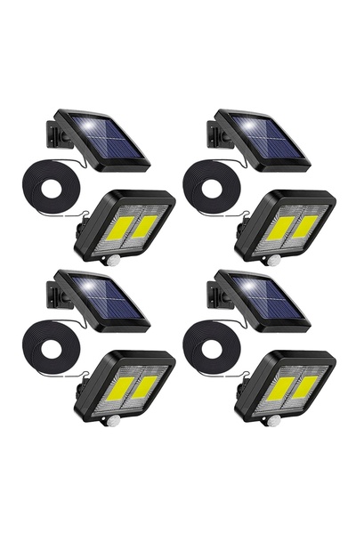 LEDIGANT Set 4 lampi solare cu senzor, 108 LED COB, 2400 lm, 3 moduri, alb re...