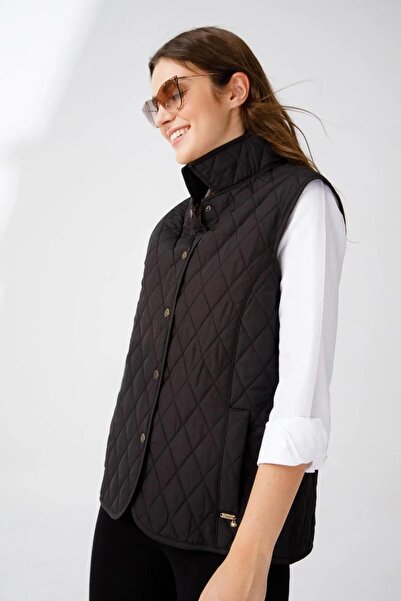 Nazen Giyim Quilted Black Women's Vest 21437-2K5
