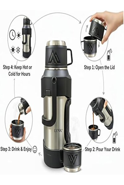 Denx Stainless Steel Vacuum Thermos Bottle 3L – 24-48Hr Hot & Cold Travel Flask