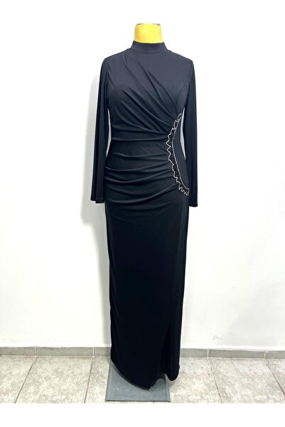 GÖKMEN GİYİM Uzun Taş Detaylı Tesettür Abiye Elbise