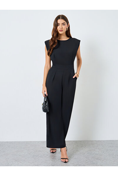 Take Two By Styli Solid Fitted Waist Wide Leg Jumpsuit