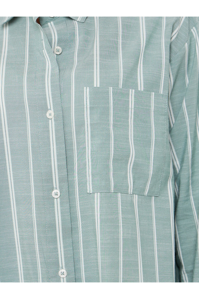 Styli Green Striped Oversized Shirt