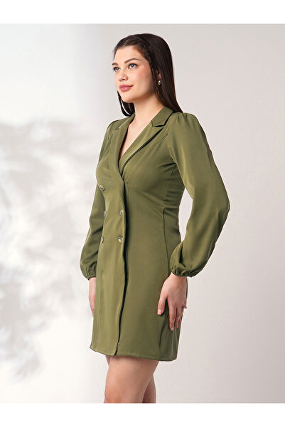 Globus By Styli Green Long Sleeves Mini Blazer Dress