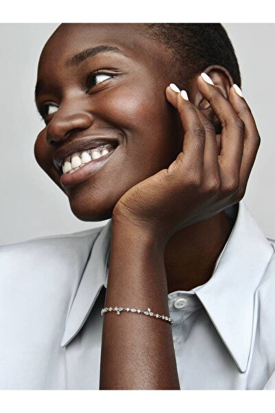 Pandora PandoBratara ra Sparkling Chain Bracelet Herbarium Cluster Cubic Zirconia 925 Silver - 18 cm