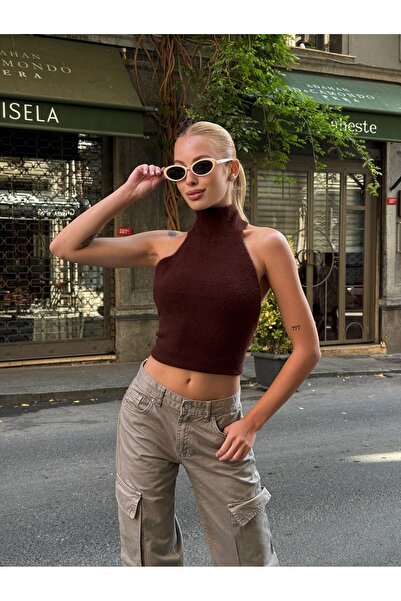 MAMAYAGA Γυναικεία μπλούζα με μισό ζιβάγκο, ελαστική, με γένια, ανοιχτή πλάτη, αθλητική κομψή σχεδίαση, μπλούζα με ανοιχτή πλάτη