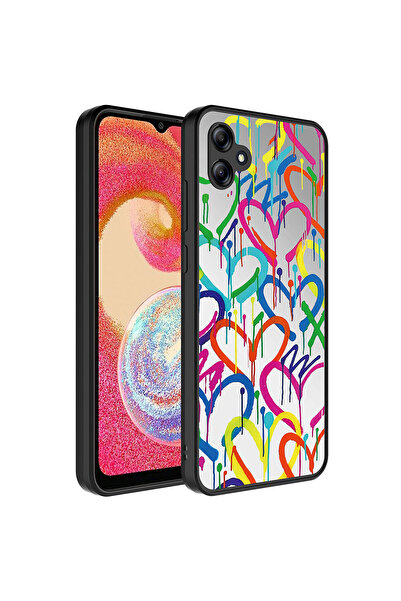 zore حافظة هاتف جالاكسي A04E بنمط مرآة لامع مع حماية للكاميرا - تصميم قلب