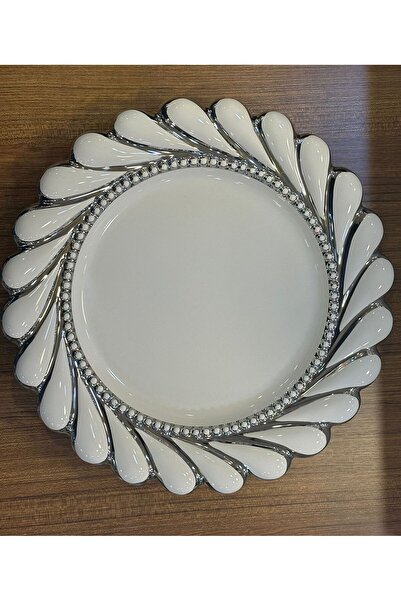 pırıltı home 5 Pieces Porcelain Serving Presentation Plate Set Silver Gilt