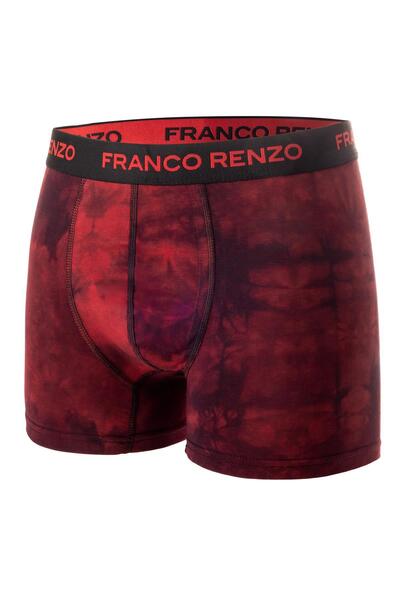 FRANCO RENZO Men's 6-Piece Luxury Boxed Cotton and Stretch Fabric Patterned Boxers - Black - Red - Claret Red