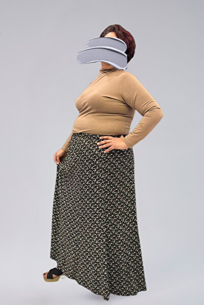 MAKSEN TEKSTİL Pieced Long Prayer Skirt, Viscose Crinkle 8 Piece Long Women's Skirt