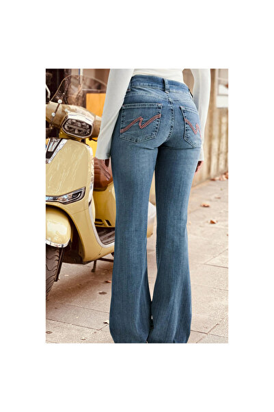 Mokşa Pocket Detailed Flare Bootcut Low Waist Flared Jeans