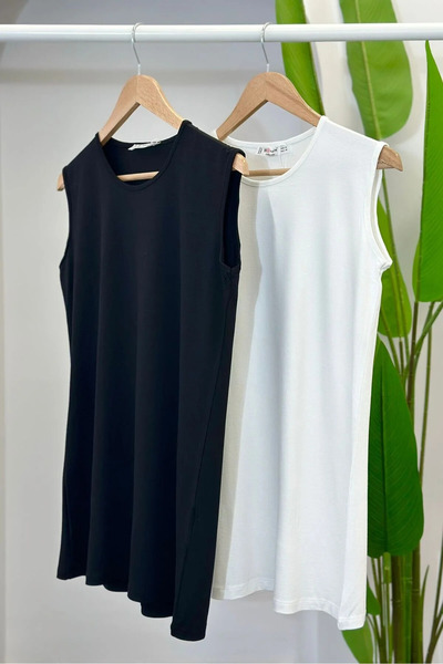 dgs look White Basic Zero Sleeve Undershirt Tunic